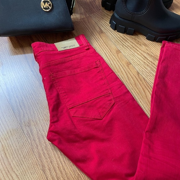 Bold Long Jordan Craig Rose‎ Red Valentines Skinny Jeans Slim Fit Bottom Pants - Picture 1 of 12